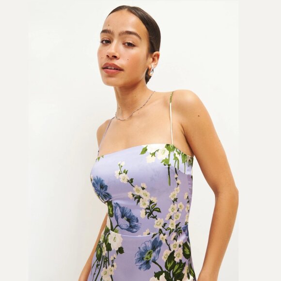 Reformation Frankie Silk Dress in Garden Soiree - Picture 5 of 12